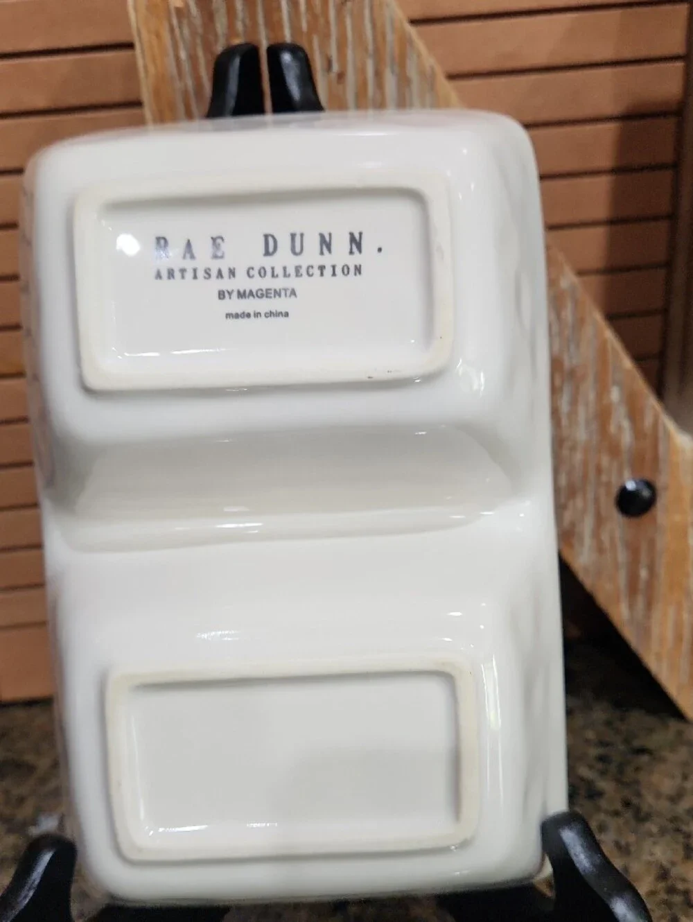 Rae Dunn White Ceramic Artisan Collection Piece with Black Lettering